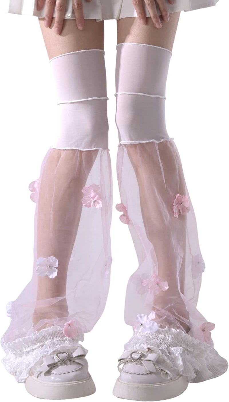 SherryDC Girl's Y2k Kawaii Leg Warmers Cute Lace Harajuku Leg Sleeves Gothic Lolita Long Slouch Socks for Women - Image 1